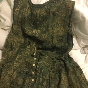 Citron OLIVE GREEN silk/rayon burnout dress+jacket